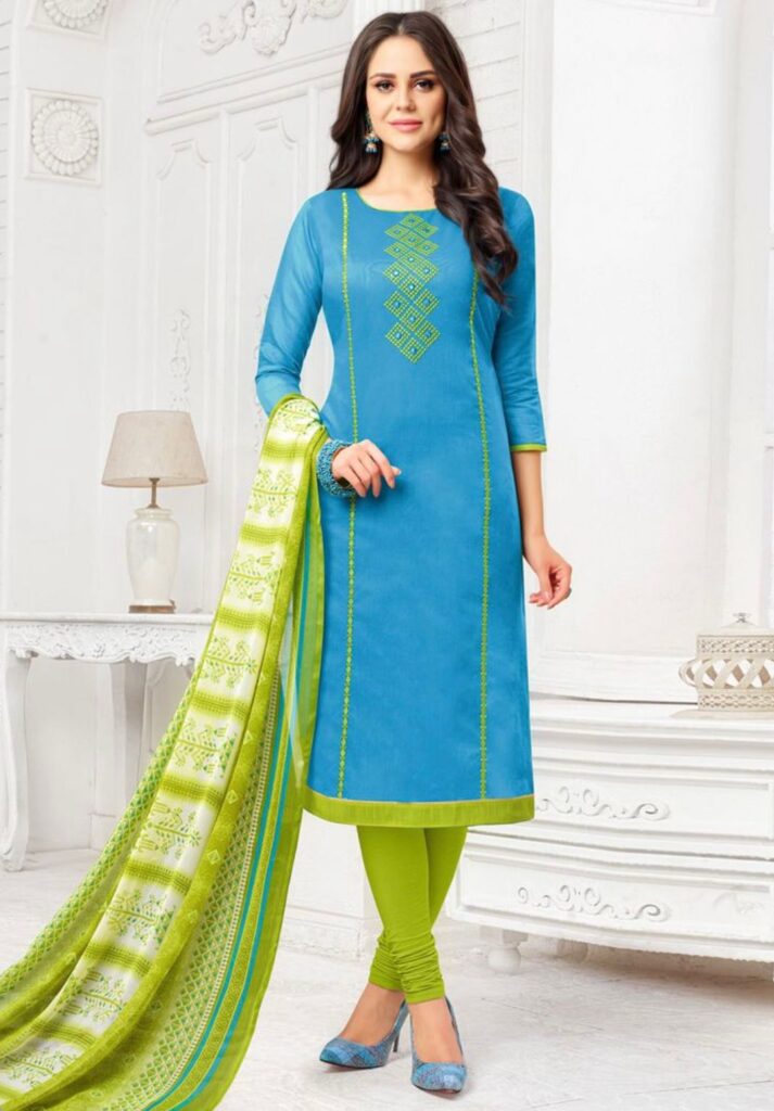 blue churidar set