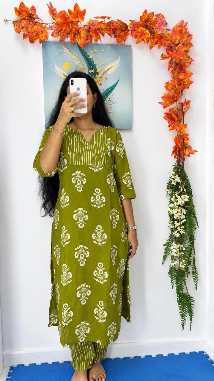 Olive green cotton co ord set